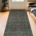 Dark Green Washable 3x6 Large Entryway Runner Rug Indoor, Non-Slip Floor Rugs for Kitchen, Bedroom, Bathroom Beside Bed, Stain & Fade Resistant, Vintage Floral Design