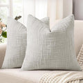 decorUhome Light Grey Chenille Throw Pillow Covers 16x16 Set of 2 Textured Soft Cozy Slubby Couch Pillow Covers Modern Farmhouse Boho Decorative Pillow Cases for Bed Sofa Living Room