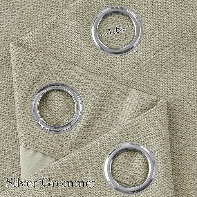 NICETOWN Short Faux Linen Beige Blackout Curtains 63 inches Long for Kitchen - Privacy Panels for Living Room Bedroom, Modern Farmhouse Style Easy Care Grommet Top, 2 Panels, W42 by L63