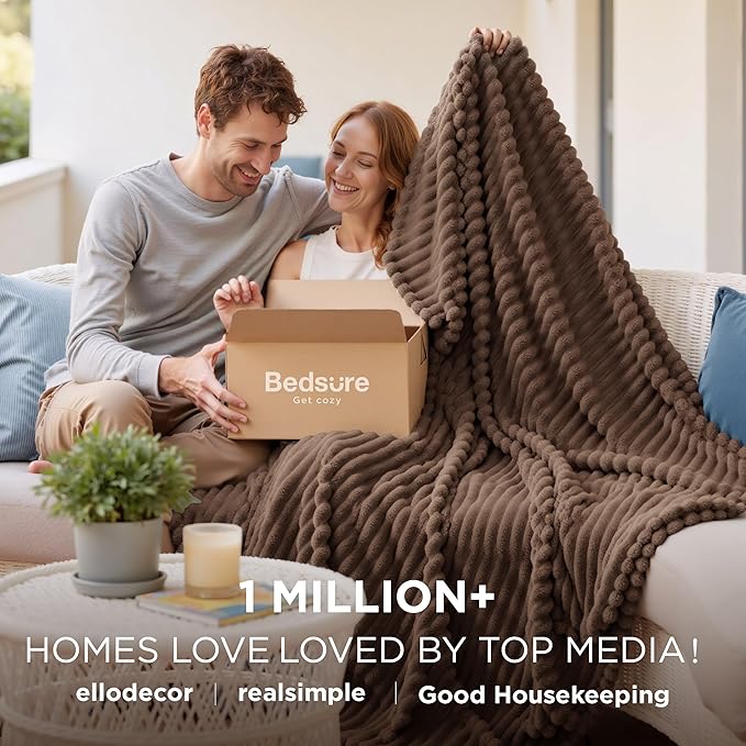 Bedsure GentleSoft Brown Fleece Blanket for Couch - Cozy Soft Blankets for Women, Cute Small Throws for Girls, 60x80 Inches