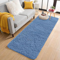 OLANLY 2x8 Machine Washable Runner Rugs for Hallway, Soft Fluffy Shaggy Bedside Rugs for Bedroom, Living Room, Indoor Floor Carpet for Kids Girls and Boys, Home Decor Aesthetic, Blue