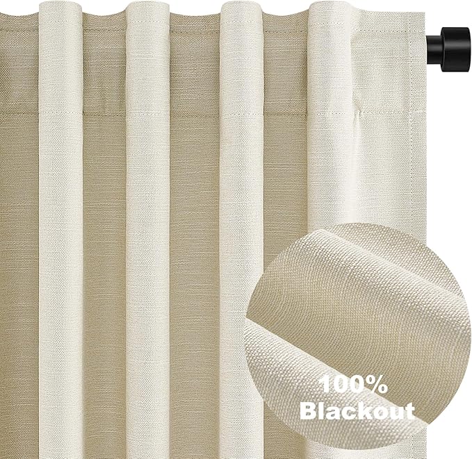 Topfinel 78 Inch Long Curtains for Sliding Door Closet Doors 100% Blackout Curtains for Living Room Bedroom Back Tab Pleated Heat Blocking Insulated Drapes Heat Cream White (W52 x L78) 2 Panels