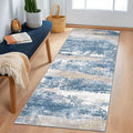 BEIMO Runner Rug for Hallway Kitchen 2x8 Machine Washable Runners Rug for Entryway, Blue Cream Soft Modern Abstract Throw Rugs, Floor Carpet with Non Slip Rubber Backing