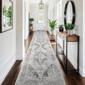3x15 Washable Hallway Runner Rug - Vintage Kitchen Runners Low Pile Carpet Soft Thin Floor Runner with Rubber Backing for Entryway Living Room Home Decor (Distessed Grey)