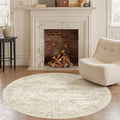 5x5 Beige Round Rug 5ft Living Room Circle Rug Vintage Round Area Rug Non Slip Indoor Carpet for Entryway Dining Room Bedroom