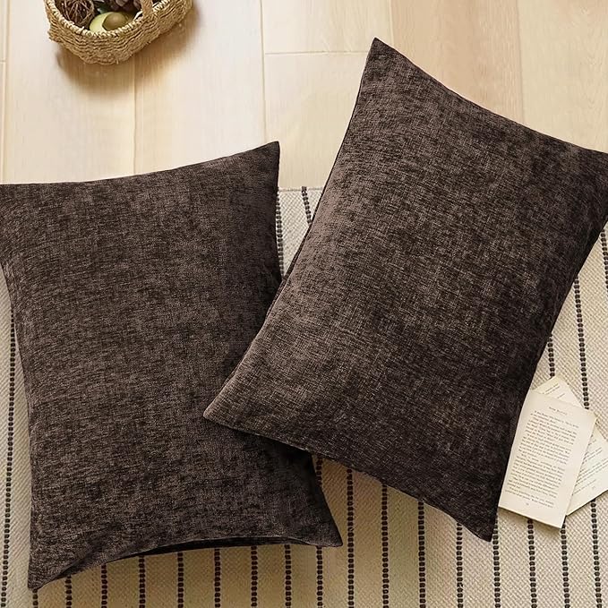 CaliTime Throw Pillow Covers Decorative 20 X 26 Inches Pack of 2 Cozy Chenille Standard Pillow Shams Cases for Couch Sofa Bed Living Room Home Coffee