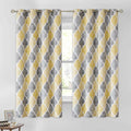 Beauoop 100% Blackout Curtains 54 Inches Long 2 Panels for Bedroom Living Room Yellow Grey Moroccan Geo Room Darkening Thermal Insulated Soundproof Grommet Top Window Treatments Drapes, 50x54 Set of 2