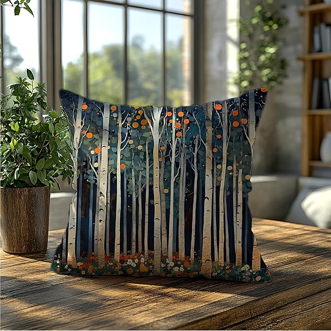 Rustic William Morris Inspired Autumn Forest Decor Pillow Covers 18x18,Vintage Botanical Nature Decorative Throw Pillow Covers for Home Bedroom Living Room
