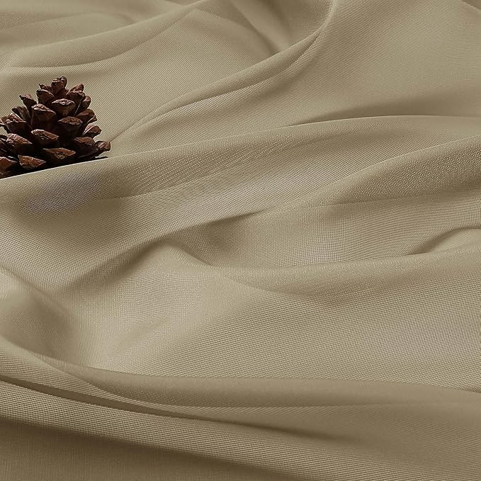 OWENIE Taupe Sheer Curtain 90 Inches Long 2 Panels Set, Solid Filmy Drapes for Living Room Bedroom, Elegant Window Voile Sheer Curtain Panels Drapes, 2 Pcs, Each 59" Wx90 L Inch