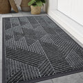 Smiry Front Door Mat Outside Entrance, Heavy Duty Sturdy Natural Rubber Doormat, Trap Dirt and Moisture, Easy Clean Low Profile Mats for Indoor Outdoor Entry, Irregular Triangle (59x20, Grey)