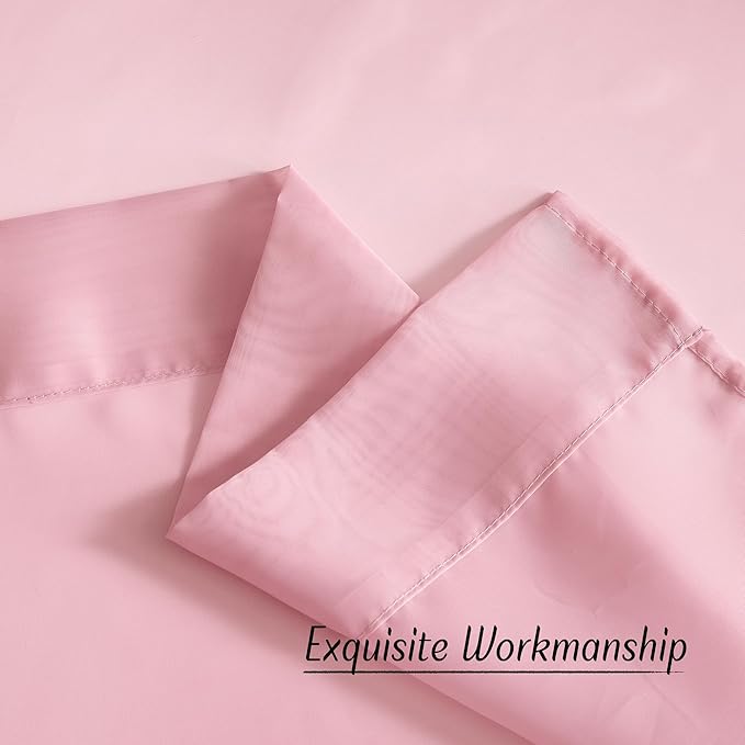 NICETOWN Soft Sheer Pink Curtains 96 inches Long for Bedroom, Grommet Airy & Breathable with Light Filtering Window Treatments for Princess/Party, W54 x L96, 2 Panels
