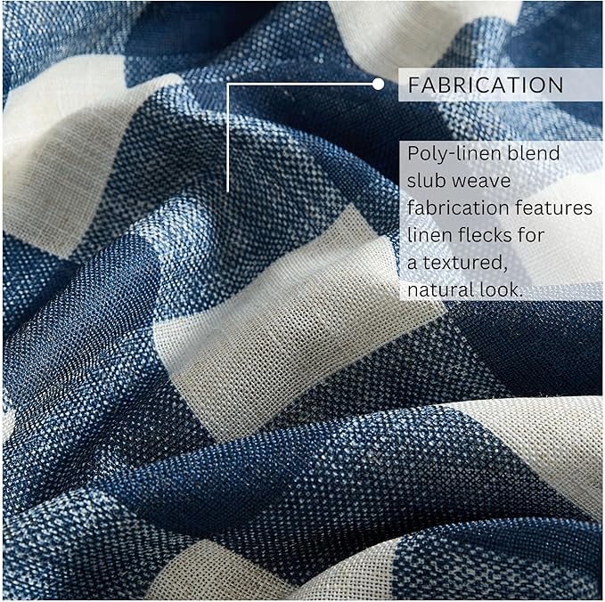 Elrene Home Fashions Farmhouse Living Grainger Buffalo-Check Blackout Window Curtain, Living Room and Bedroom Drape with Rod Pocket Tabs, 52" x 95", Indigo, 1 Panel