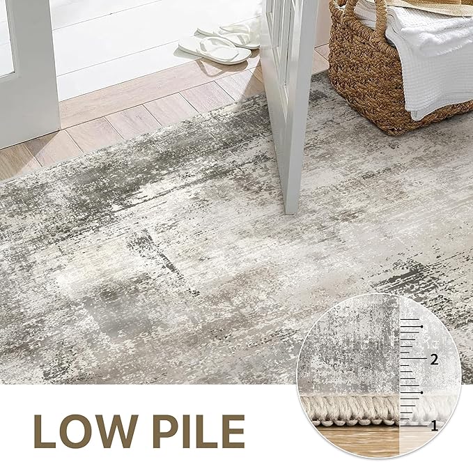 BEIMO Area Rugs 8x10 Machine Washable Rug for Bedroom Living Room Dining Room, Large Modern Abstract Soft Rugs, Indoor Low Pile Carpet with Non Slip Rubber Backing, Abstract Gray