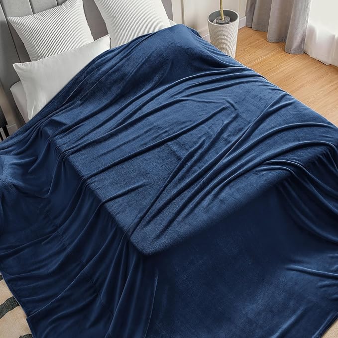 BEDELITE Big Fleece Blanket - 120" x 120" (10' x 10'), Super Soft Fluffy Fuzzy Oversized King Blanket for Bed, Couch, Sofa, Camping, Fits Whole Family, Navy Blue