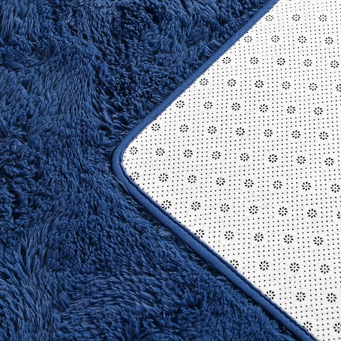 Deerhoo Large Shag Area Rugs 9 x 12, Plush Fuzzy Rugs for Living Room, Ultra Soft Fluffy Furry Rug for Bedroom, Indoor Carpet Nursery Rugs for Kids Room Home Decor, Navy Blue