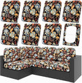 hyha 8Pcs Patio Cushion Covers, Stretch Outdoor Couch Cushion Covers Replacement, Washable Outdoor Chair/Sofa Slipcovers for Patio Furniture Cushions Protector with Elastic Bottom(Floral,Cover Only)
