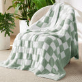 Bedsure GentleSoft Checkered Twin Blanket for Couch - Super Soft Cozy & Warm Knit Throw Blanket, Breathable, Lightweight & Fluffy Plaid Blanket for Bed, Sofa, Gifts for Women Men, Green, 60x80 Inches