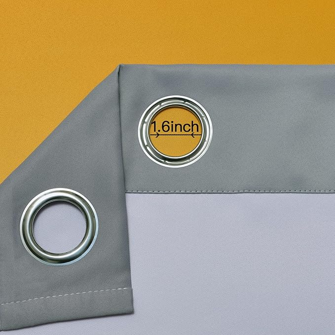 Yakamok Ombre Grey and Yellow Curtains for Bedroom, Gradient Room Darkening Curtains, Grommet Thermal Insulated Light Blocking Window Drapes/Curtain for Living Room,52 x 63 Inch,2 Panels