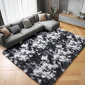 ONASAR Black and White Area Rugs for Living Room, 5x8 Fluffy Bedroom Rug, Soft Plush Shag Floor Carpet for Nursery Kids Girls Boys Teen Baby Dorm Bedside Playroom Indoor Home Decor Aesthetic