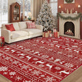 Christmas Rug 6x9 Washable Rugs, Boho Christmas Tree Snowflake Rug Non-Slip Soft Low Pile Non Shedding Indoor Holiday Carpet for Living Room Bedroom Dining Room Home Office (XmasRed, 6'x9')