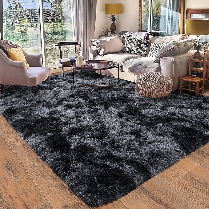 Rugs for Living Room 5x7, Soft Shaggy Modern Shag Area Rug for Bedroom, Upgrade Non-Slip Plush Fluffy Carpet for Kids Boys Girls Room Home Decor Aesthetic, Dark Grey