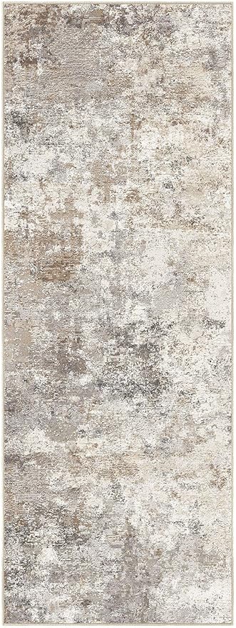 UERMEI 2X6 Washable Runner Rug for Hallway: Soft Neutral Modern Abstract Area Rug - Non-Slip Low Pile Long Throw Indoor Carpet for Kitchen Entryway Kitchen Bedroom Laundry Bathroom - Brown Grey