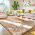 OLANLY 4x10 Area Rugs for Living Room Bedroom, Machine Washable Soft Fluffy Shaggy Bedside Rug, Indoor Floor Carpet for Kids Girls and Boys, Dorms, Nursery Rooms, Home Decor Aesthetic, Beige