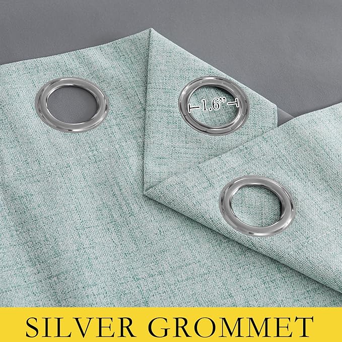 NICETOWN 100% Absolutely Blackout Linen Curtains with Thermal Insulated Liner, Seafoam Green, 42" Wide, 72" Length Energy Saving Curtains for Classroom 2 Panels Set, Vertical Blinds