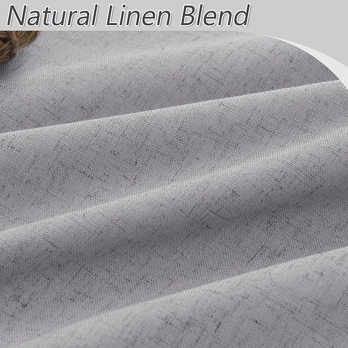 Guken Grey 100% Blackout Curtains 90 Inch Length 2 Panels Set for Living Room Bedroom Back Tab Thermal Insulated Black Out Linen Drapes Room Darkening Window Curtains 90 Inches Long