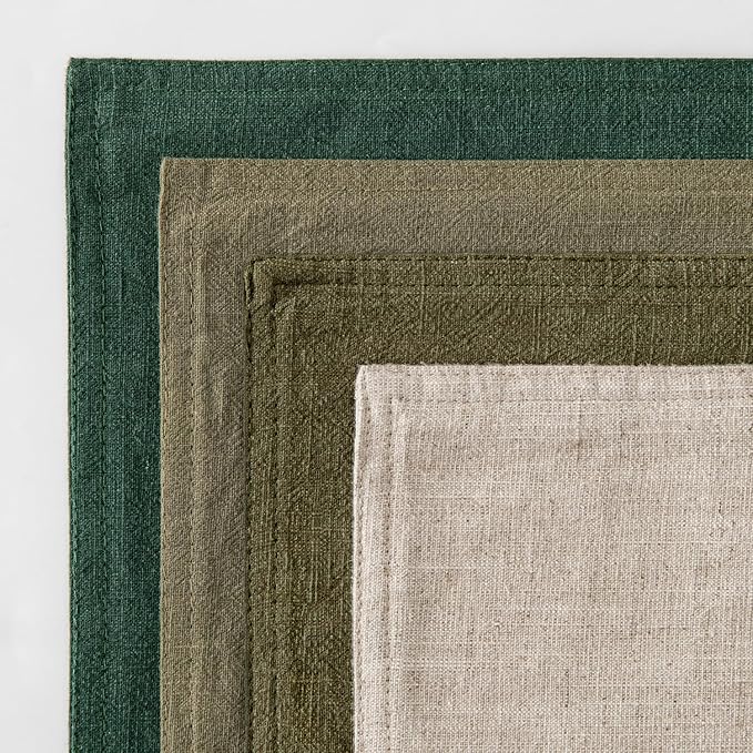 MIULEE Neutral Green Linen Pillow Covers Pack of 4 Decorative Natural Solid Throw Pillow Covers Accent Boho Farmhouse Couch Pillowcases Modern Spring Home Decor for Living Room Bed Sofa 18x18 Inch