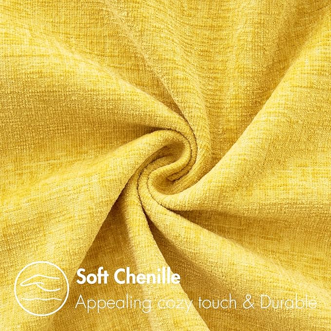 MIULEE Pack of 2 Couch Throw Pillow Covers 18x18 Inch Soft Yellow Chenille Pillow Covers for Sofa Living Room Spring Home Decor Couch Solid Dyed Cases