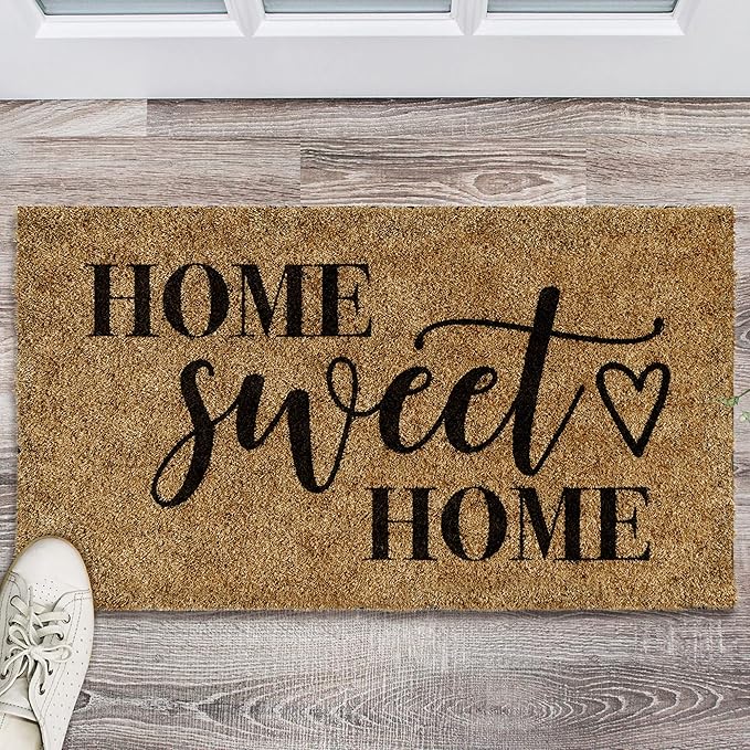 Barnyard Designs Doormat Welcome Mat for Outdoors, Large Front Door Entrance Mat, Brown (Home Sweet Home, 30x17)
