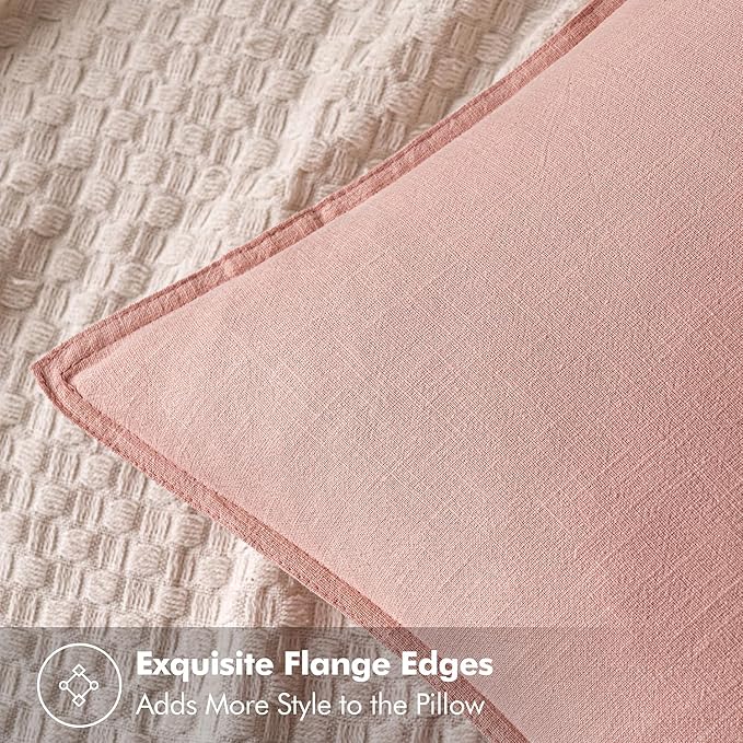 MIULEE Decorative Linen Pillow Covers 20x20 Inch Pink Boho Farmhouse Neutral Valentine Spring Couch Throw Pillows for Bed Pack of 2 Accent Modern Pillowcase Sofa Livingroom Home Decor