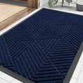 Smiry Front Door Mat Outside Entrance, Heavy Duty Sturdy Natural Rubber Doormat, Trap Dirt and Moisture, Easy Clean Low Profile Mats for Indoor Outdoor Entry, Irregular Triangle (29.5x17, Royal Blue)