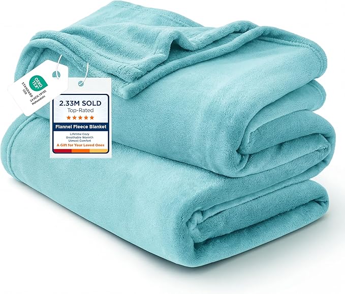 Bedsure GentleSoft Fleece Blankets Twin Size River Blue - 300GSM Lightweight Plush Fuzzy Cozy Soft Blanket for Bed, Sofa, Couch, Travel, Camping, 60x80 inches