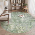 6x6 Green/Ivory Round Rug 6ft Living Room Circle Rug Vintage Round Area Rug Non Slip Indoor Carpet for Dining Room Bedroom