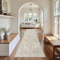 Madane Runner Rugs for Hallway 2x10 Long Washable Non-Slip Hallway Runner Rug Low-Pile Stair Kitchen Runner Soft Throw Carpet for Entrance Living Dining Laundry Room (Beige/Brown, 2 x 10)
