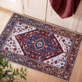 SERISSA Boho Rugs for Entryway, 2x3 Washable Non-Slip Rug Small Area Rug, Ultra Soft Oriental Vintage Burgundy Navy Low-Pile Indoor Door Mat Floor Carpet for Entrance Bedroom Kitchen Bathroom