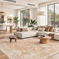 Madane 8x10 Area Rugs for Living Room, Machine Washable Vintage Rug with Non-Slip Backing, Soft Floral Print Large Throw Rugs, Thin Carpet for Bedroom Dining Room Farmhouse (8 x 10, Jasper Orange)