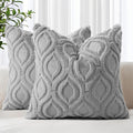 decorUhome Throw Pillow Covers 26x26 Inch Set of 2, Soft Plush Faux Wool Grey Solid Couch Pillow Covers, Accent Euro Sham Farmhouse Neutral Square Pillow Cases for Sofa Bed Living Room