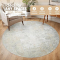 6ft Round Rug Circle Rug Washable – Beige Grey