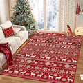 Christmas Rug 4x6 Washable Rugs, Boho Christmas Tree Snowflake Rug Non-Slip Soft Low Pile Non Shedding Indoor Holiday Carpet for Living Room Bedroom Dining Room Home Office (XmasRed, 4'x6')
