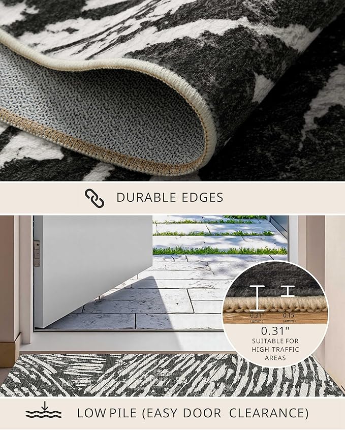 Latte&Fog 8x10 Area Rugs for Living Room, Large Modern Abstract Washable Rug, Boho Non Slip Low Pile Carpet for Indoor Bedroom Dining Room, Office, Dorm, Classroom, Farmhouse and Kids Room