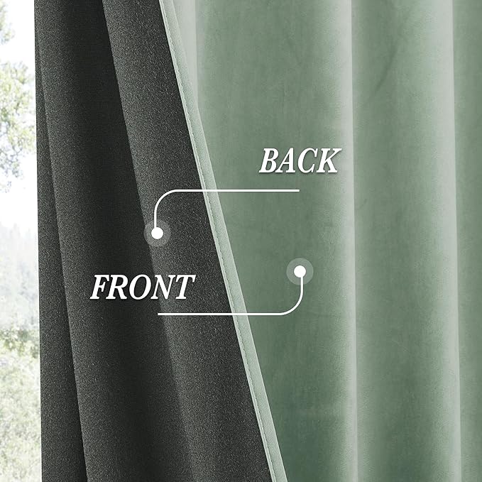 RYB HOME Auqa Velvet Curtains 84 inches Long, Room Darkening, Floor-Length, Stylish Velvet Drapes with Hook Belt for Coastal Nursery Living Room Office, 52" W x L84 L