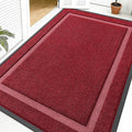 OLANLY Front Door Mat Indoor Outdoor Entrance, Waterproof All-Season, All-Weather Doormat, Sturdy Natural Rubber, Fade Resistant, Low Profile, Easy Clean Patio Porch Entryway Mat, 59x40, Wine Red