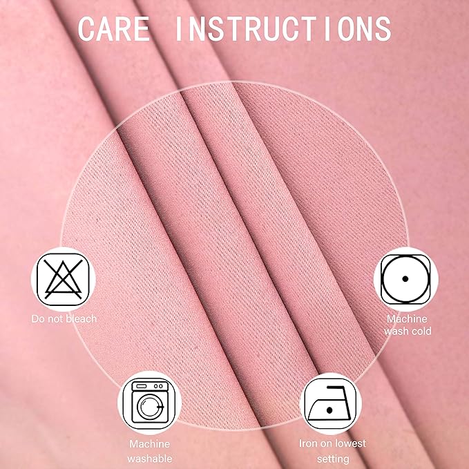 LEMOMO Pink Thermal Blackout Curtains/52 x 54 Inch/Set of 2 Panels Room Darkening Curtains for Bedroom