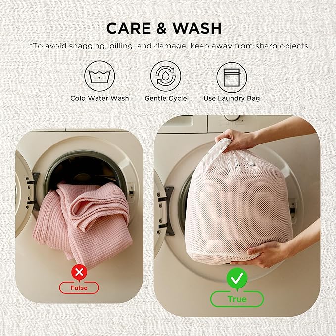 Bedsure 100% Cotton Muslin Throw Blanket Twin XL for Bed - 4-Layer Breathable and Lightweight Thin Soft Summer Gauze Muslin Blankets for Adults, Pink, 66x90 Inches