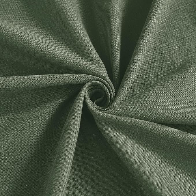 NICETOWN Forest Green Linen Curtains for Kitchen, Thick Flax Small Window Treatments Semi Sheer Privacy Assured with Light Through for Cafe/Bathroom, W55 x L84, 2 Panels