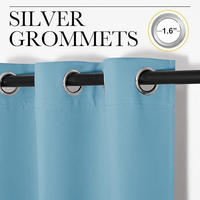 NICETOWN Teal Blue Blackout Curtains 78 inches Length for Bedroom, 2 Panels, 42" Wide, Thermal Insulated Decoration Drapes for Office Window