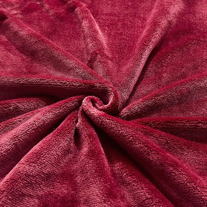 TASTHROW Large Flannel Fleece Throw Blanket, 60×80 Inch - Cozy Lightweight Thick Blanket - All Seasons Suitable for Women, Men and Kids (Burgundy)